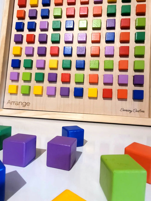 Arrange - Colorful Wooden Block Sensory Board