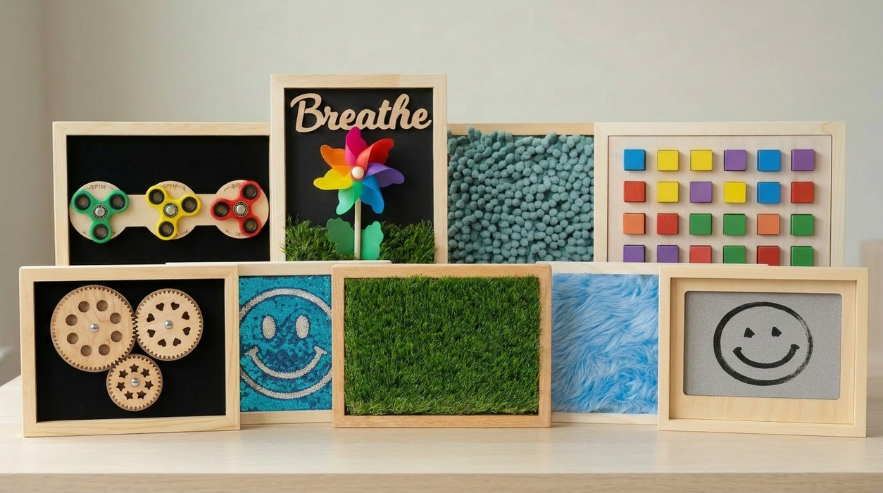 Complete Sensory Kit – 9 Handmade Mini Sensory Boards for Classrooms & Regulation