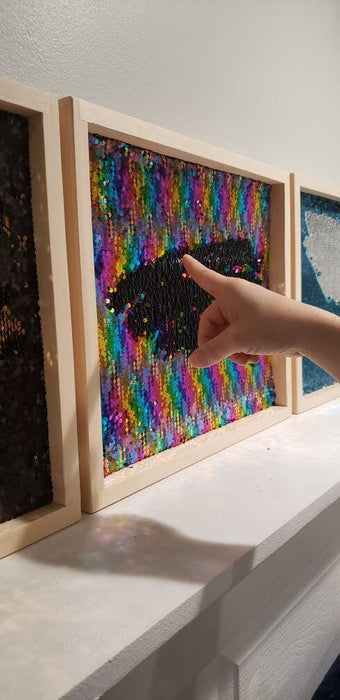 Sensory Board with Reversible Flip Sequins "Mermaid Fabric"