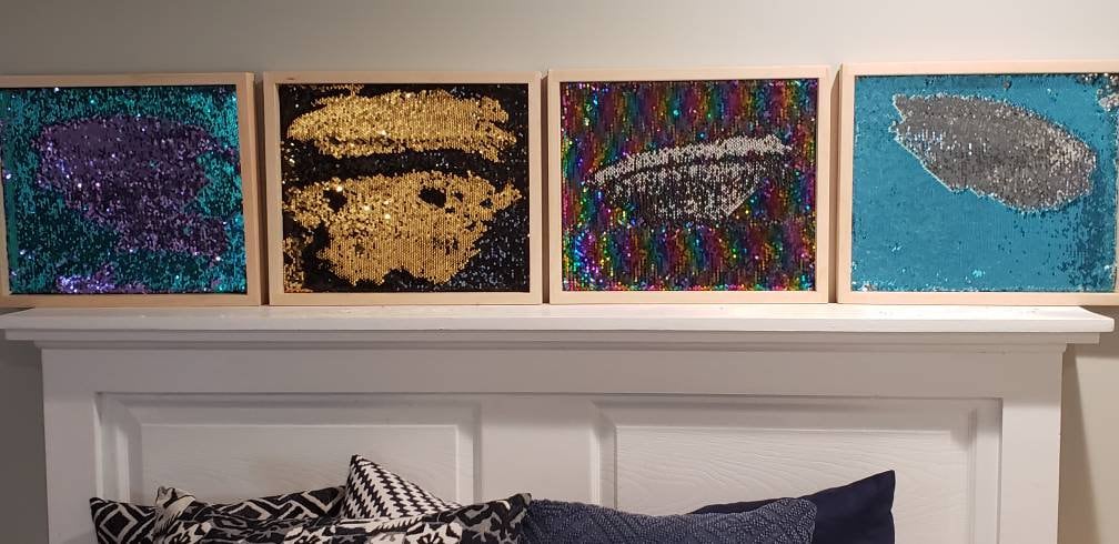 Sensory Board with Reversible Flip Sequins "Mermaid Fabric"