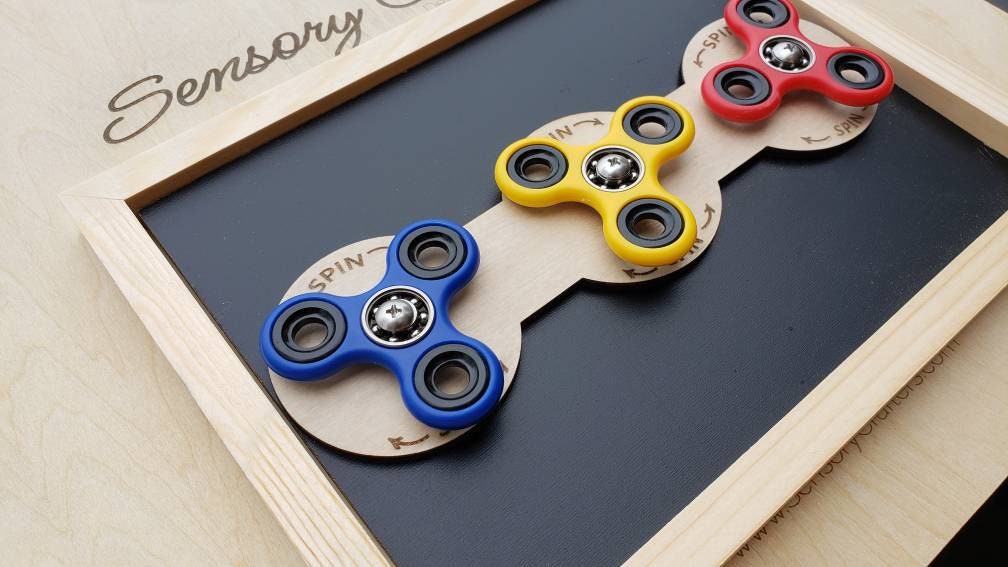 Fidget Trio - 12x9 Sensory Busy Board | 3 Fidget Spinners